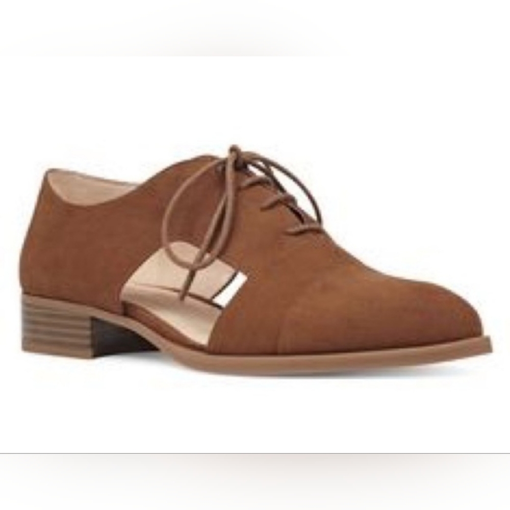 Nine West Tan Leather Nambero Cap toe Lace Up Shoe Womens Size 8M